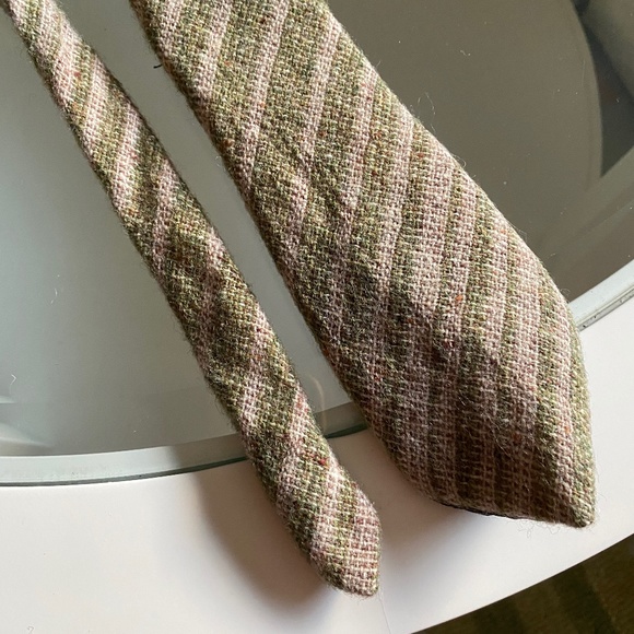 Tweedmill I 70s I Narrow British Green Gray Wool Tie - Picture 6 of 16